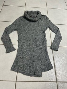 Free People Women's Gray Ribbed Cowl Neck Sweater Dress